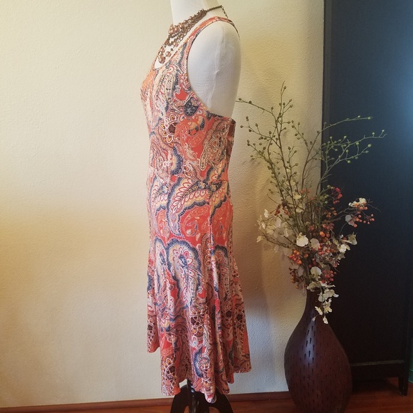 🛍Grayson Paisley Criss Cross Back Flare Dress Sm - Picture 2 of 6